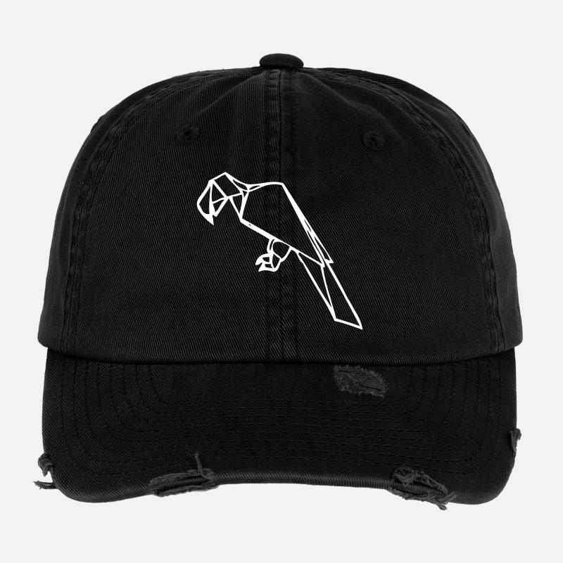 Ara | Perroquet | Origami - Casquette vintage effet usé Flexfit - noir