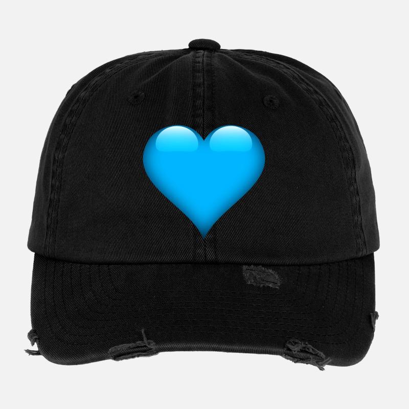 Blue Gloss Heart Design Flexfit Vintage Destroyed Cap