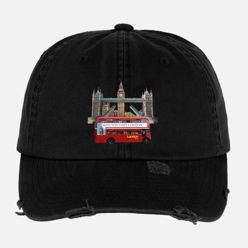 London Landmarks Collage Flexfit Vintage Destroyed Cap