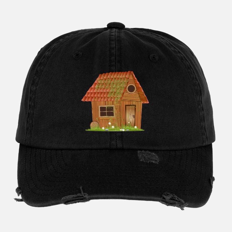small windswept rustic hut Flexfit Vintage Destroyed Cap
