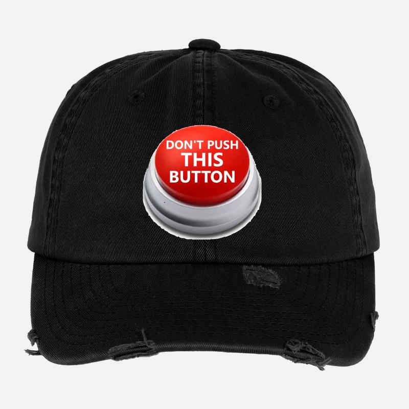 Don´t push this button - Flexfit Vintage Destroyed Cap - Schwarz
