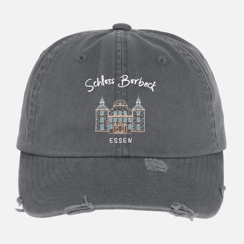 Essen, iconic moated castle Borbeck, Ruhr area Flexfit Vintage Destroyed Cap