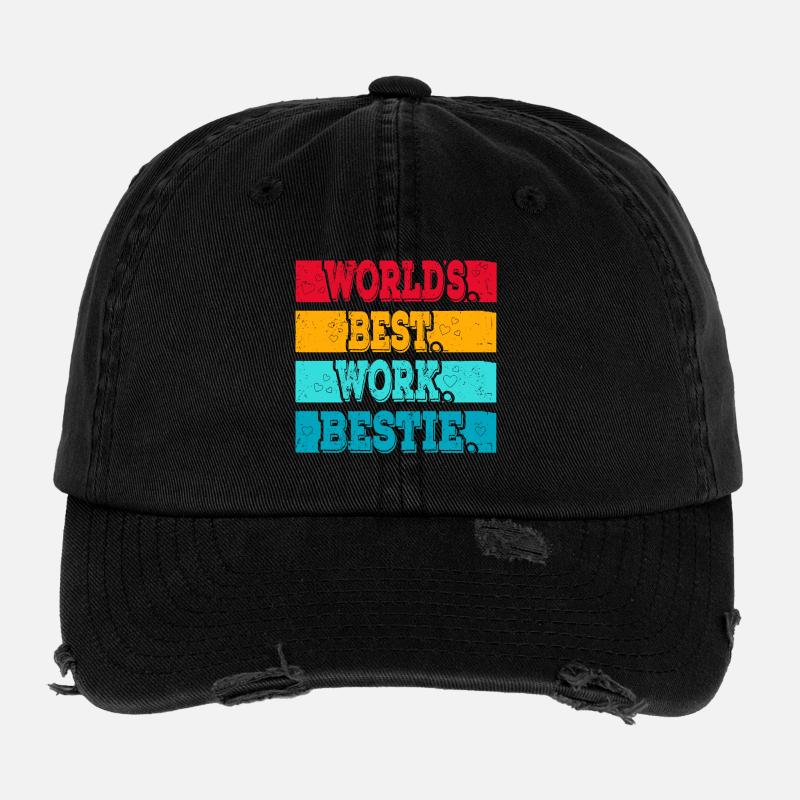 Worlds best Work Bestie Support Mitarbeiter Flexfit Vintage Destroyed Cap
