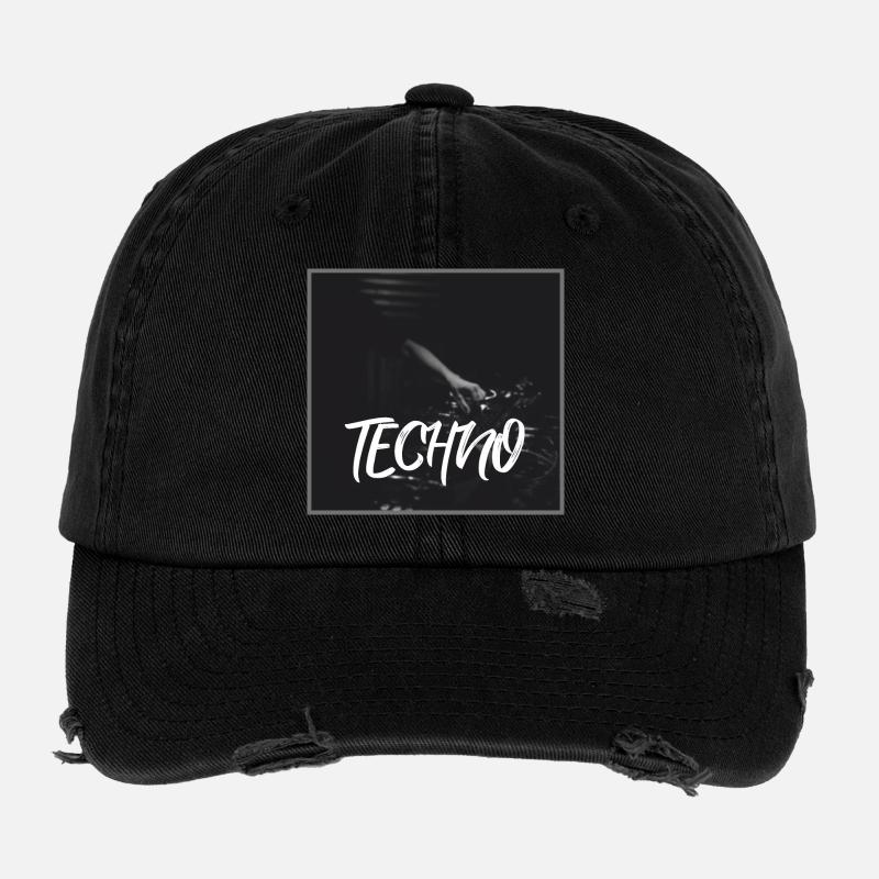 Energetic techno design with DJ motif Flexfit Vintage Destroyed Cap