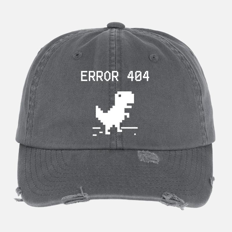 Pixel Dino 404 Fehler T-Stück Flexfit Vintage Destroyed Cap