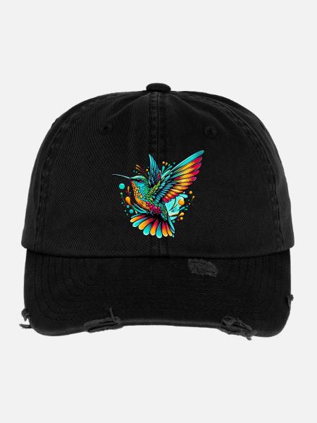 Kolibri - Flexfit Vintage Destroyed Cap - Schwarz - Vorne