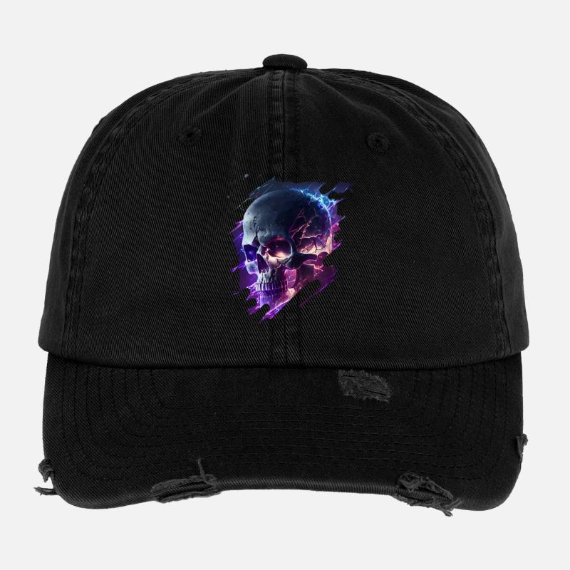 Neon-Kriegs Skull Design Flexfit Vintage Destroyed Cap