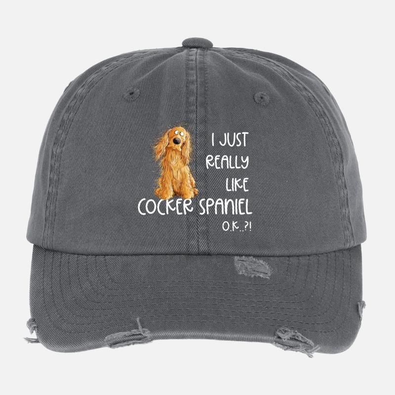 I Just Really Like Cocker Spaniel Hunde Hund Flexfit Vintage Destroyed Cap