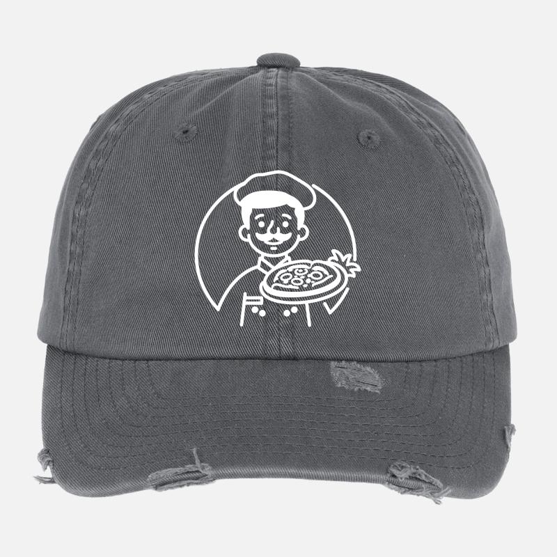 Pizzabäcker Line Art Flexfit Vintage Destroyed Cap