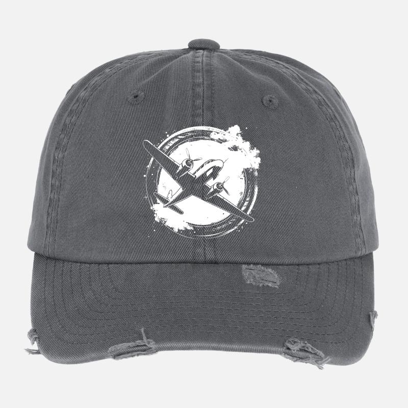 Airplane Sketch Flexfit Vintage Destroyed Cap