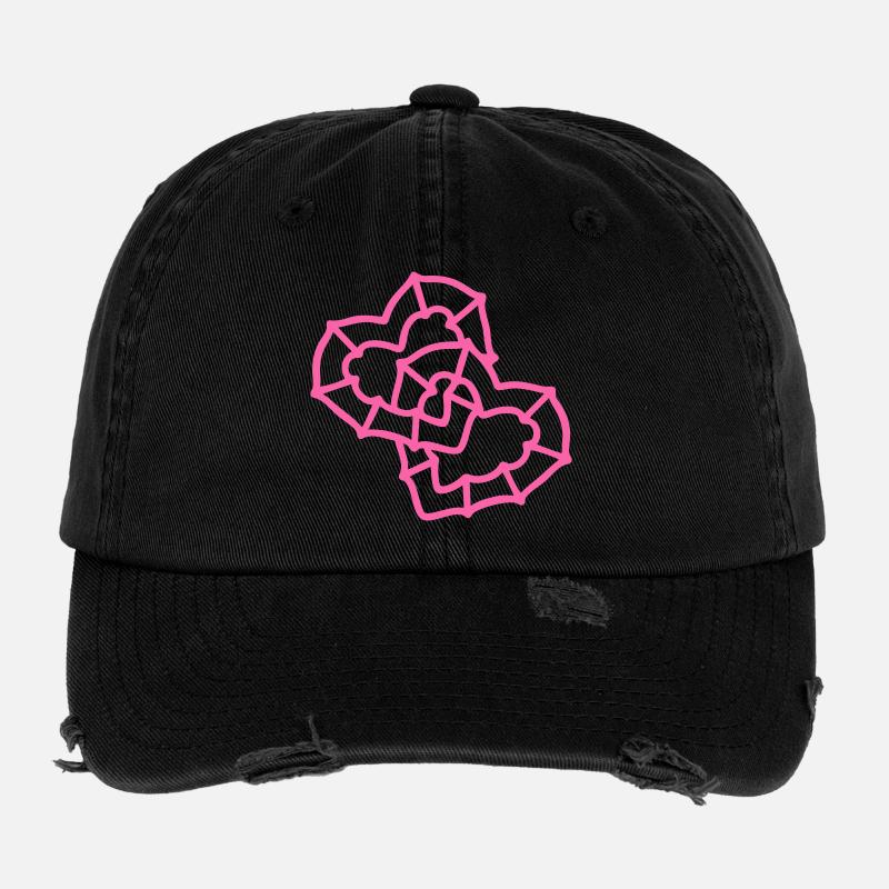 Des cœurs entrelacés Casquette vintage effet usé Flexfit