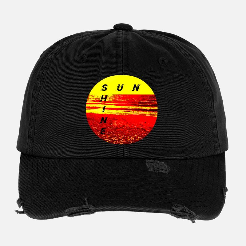 SunShine Fire Sunset Summer Sun Fire - Flexfit Vintage Destroyed Cap - black