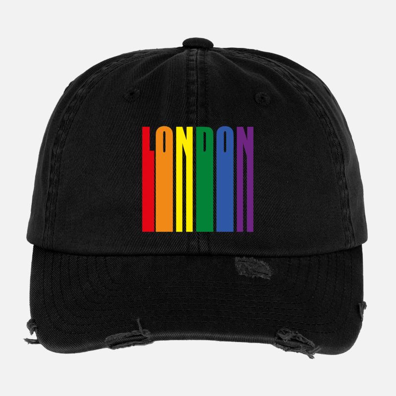 London Rainbow Pride LQBT Casquette vintage effet usé Flexfit