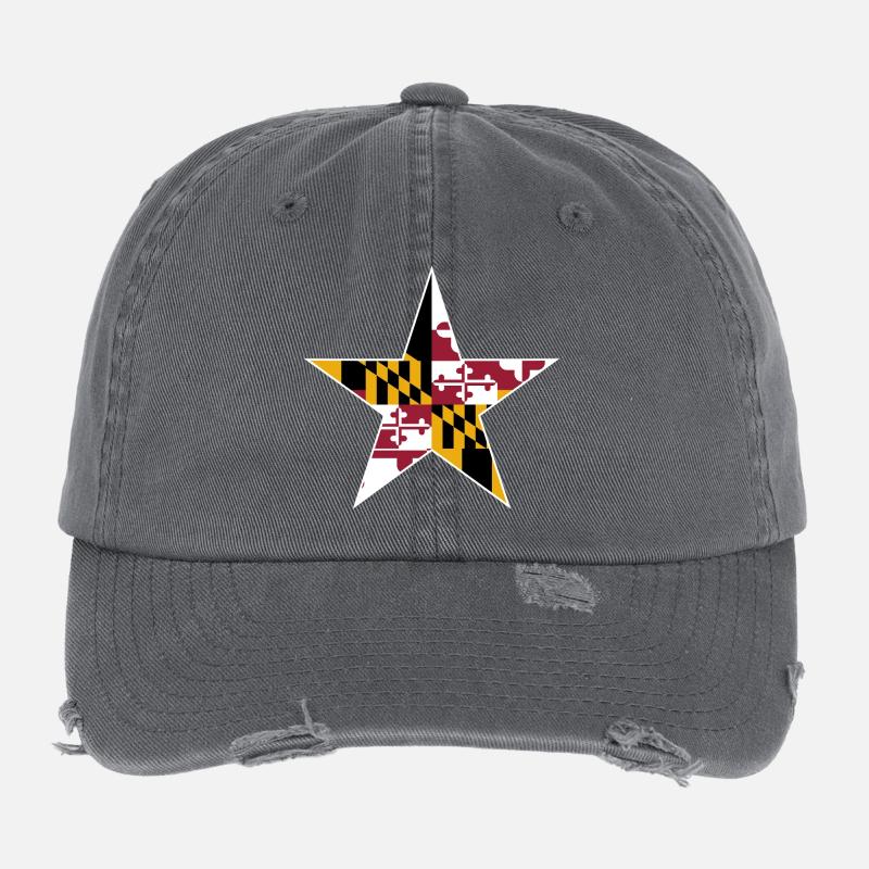 Conception d’étoile du drapeau du Maryland Casquette vintage effet usé Flexfit
