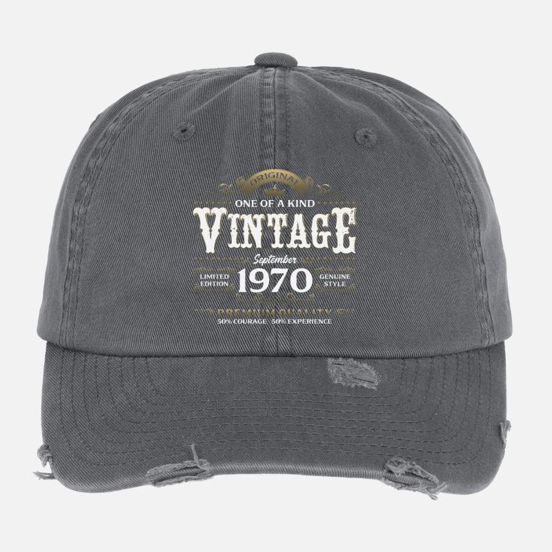 55e anniversaire Millésime Septembre Année 1970 Casquette vintage effet usé Flexfit