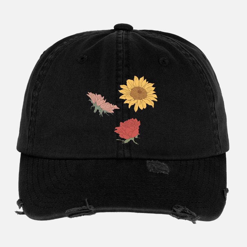 fleur Casquette vintage effet usé Flexfit