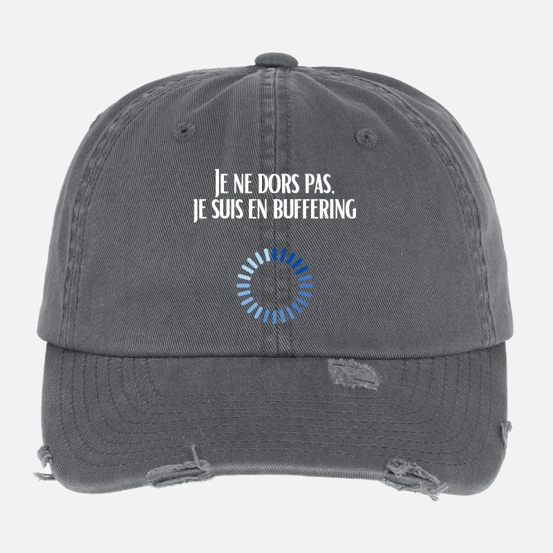 Je ne dors pas, je suis en buffering Casquette vintage effet usé Flexfit