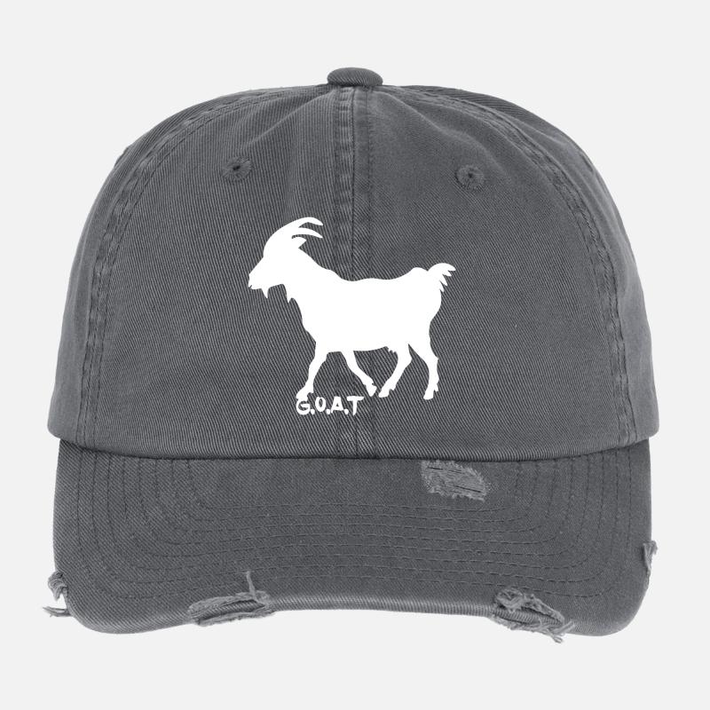 Chèvre G.O.A.T.  blanc Casquette vintage effet usé Flexfit