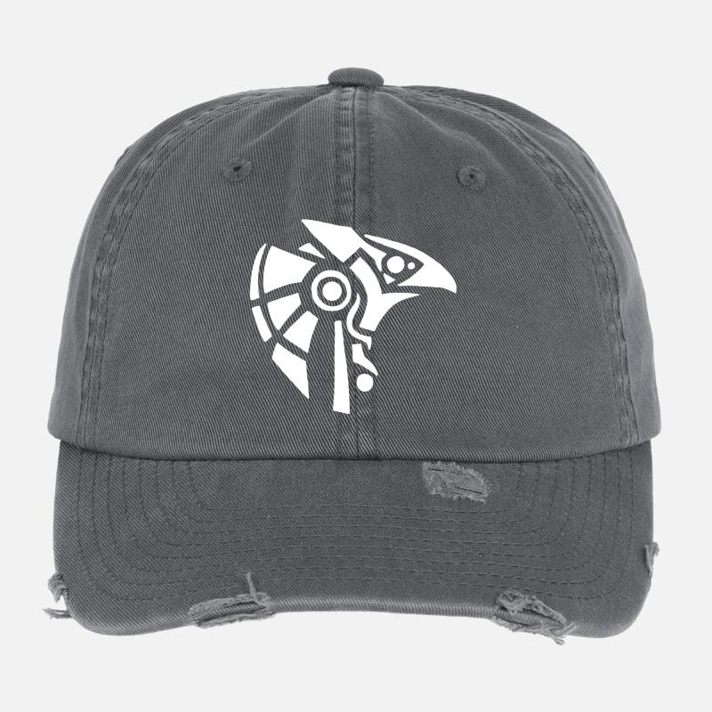 Egyptian god Horus (white) Flexfit Vintage Destroyed Cap