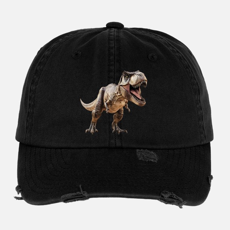 T-Rex Dino Dinosaure Casquette vintage effet usé Flexfit