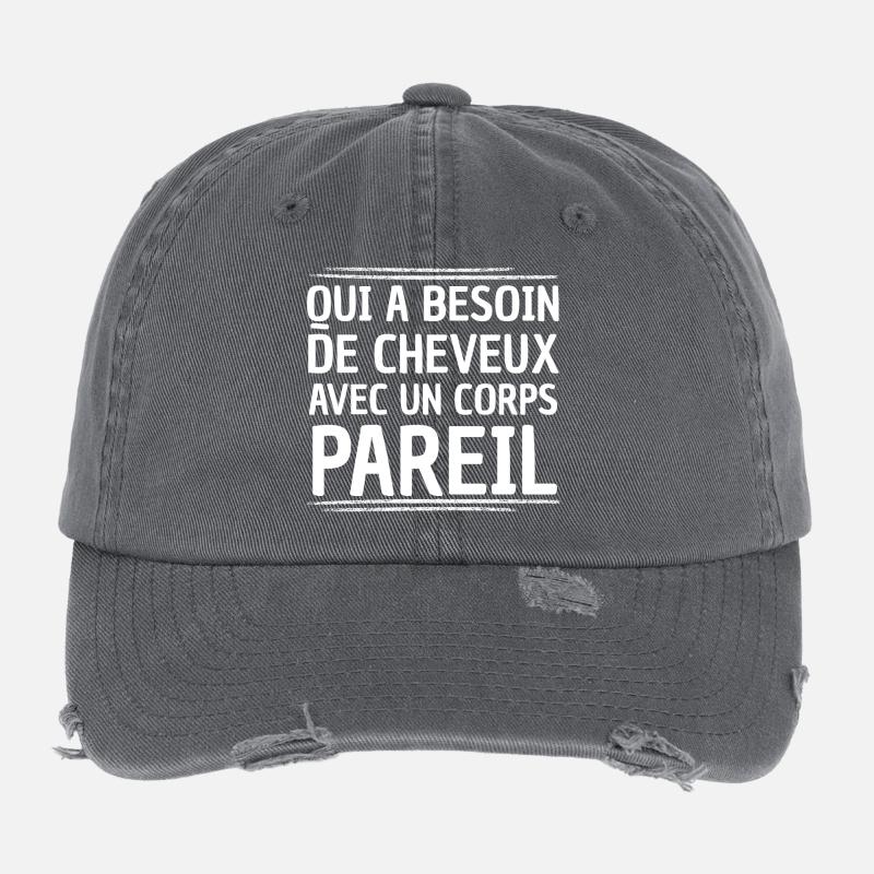 Original Idea For Men Bald Funny Baldness Humor  Casquette vintage effet usé Flexfit