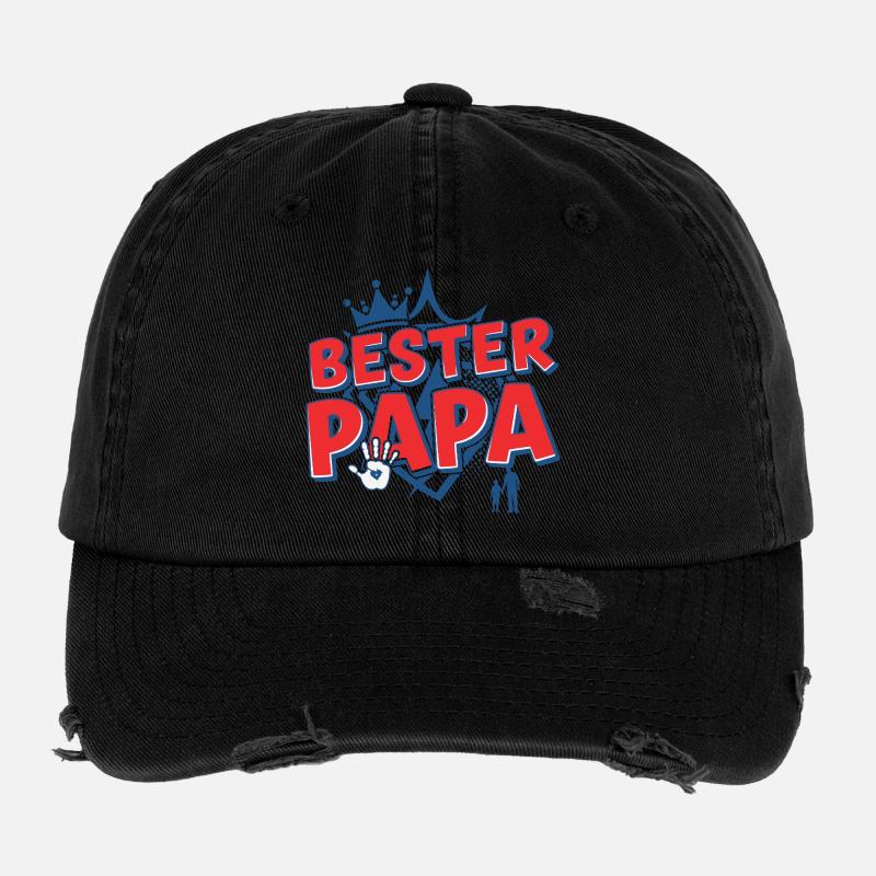 Bester Papa König Flexfit Vintage Destroyed Cap
