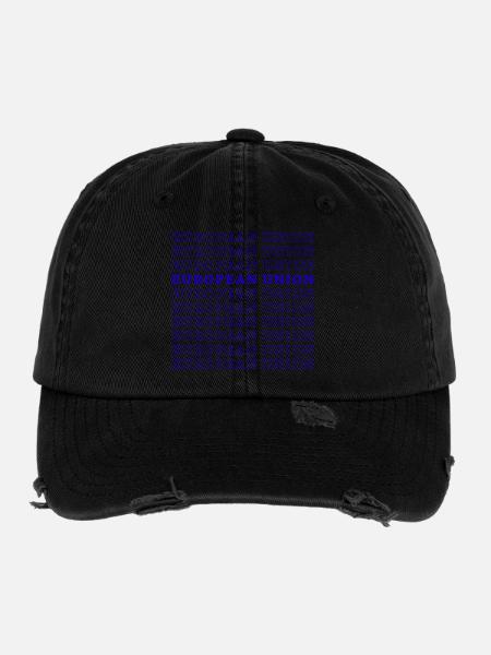 UNION EUROPÉENNE - Casquette vintage effet usé Flexfit - noir - Devant