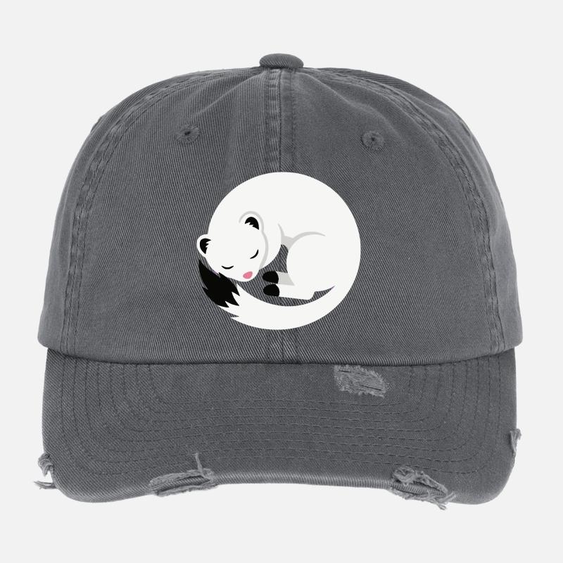 Style minimaliste à l’hermine de sommeil mignon Casquette vintage effet usé Flexfit