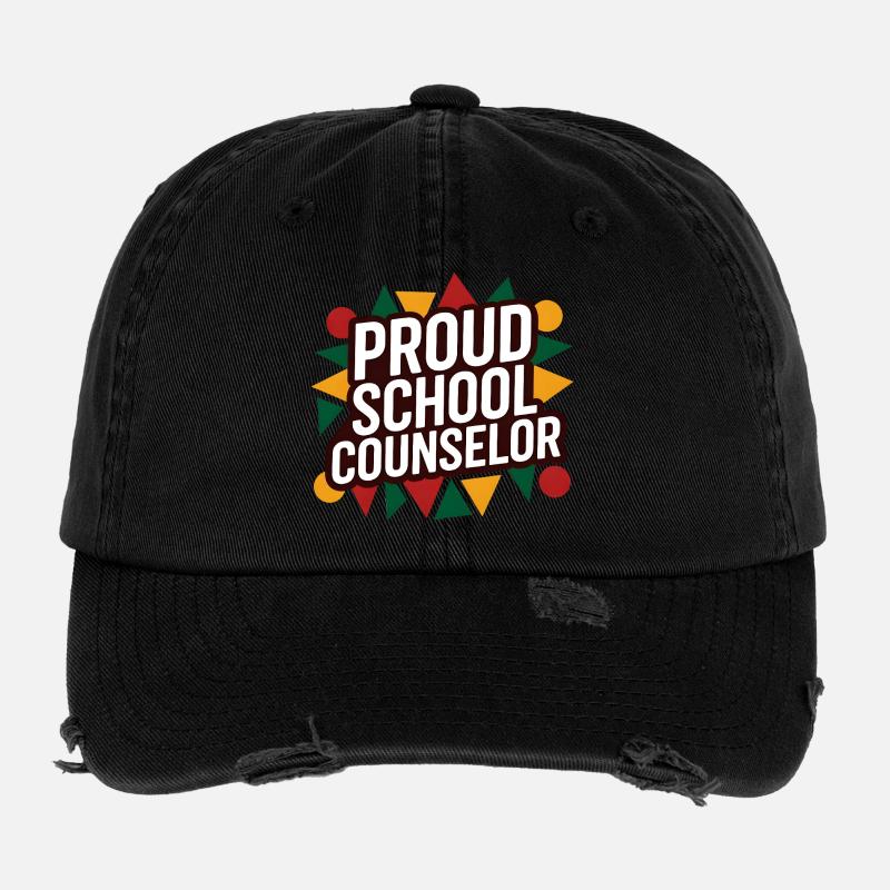 Proud School Counselor Appreciation Design Flexfit Vintage Destroyed Cap