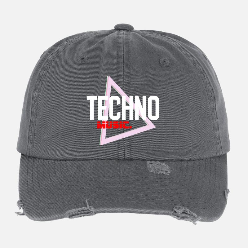 Techno Neon Triangle Pulse Casquette vintage effet usé Flexfit