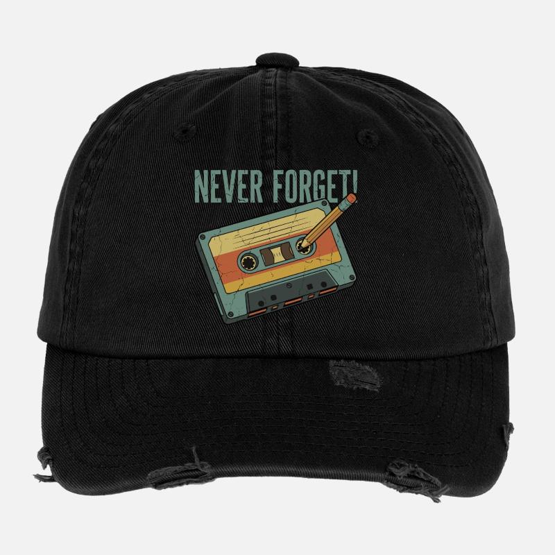 N’oublier jamais – Design rétro cassette & crayon Casquette vintage effet usé Flexfit