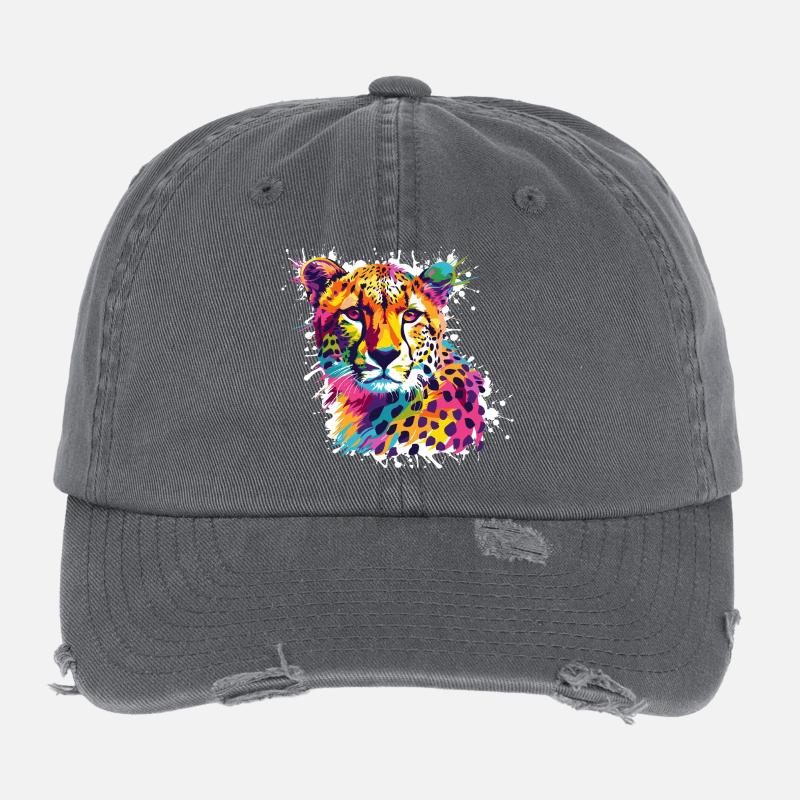 Cheetah Leopard Graffiti Flexfit Vintage Destroyed Cap