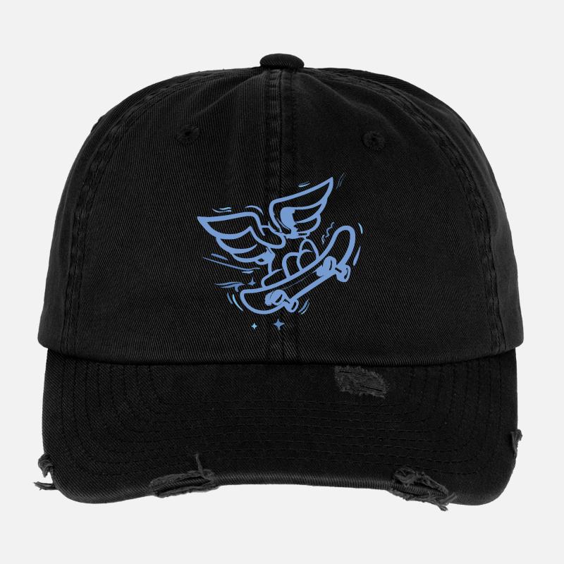 Wing Skateboard Heart Blue Casquette vintage effet usé Flexfit