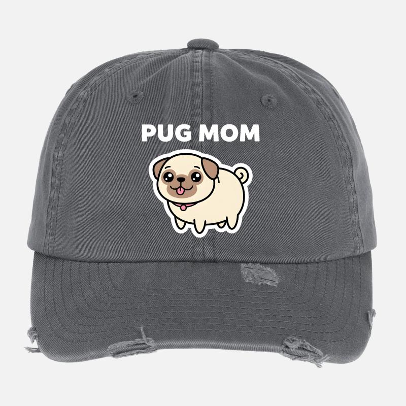 Süßes Mops-Mama-Hundeliebhaber-Design Flexfit Vintage Destroyed Cap