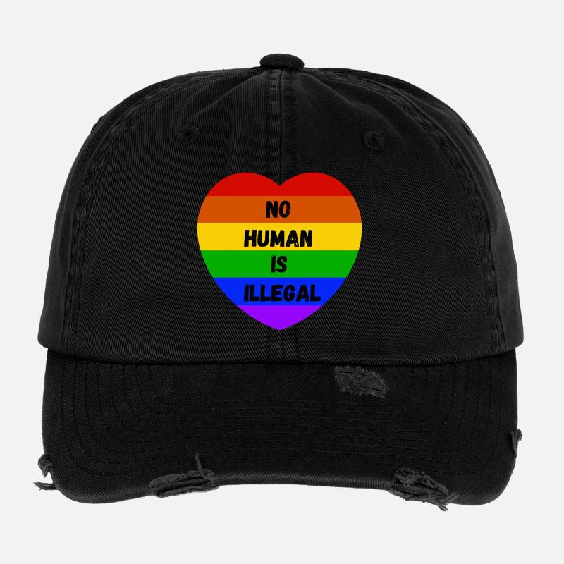 Aucun humain n’est illégal Casquette vintage effet usé Flexfit