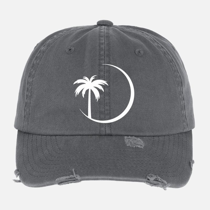 Palmier en silhouette cercle Casquette vintage effet usé Flexfit