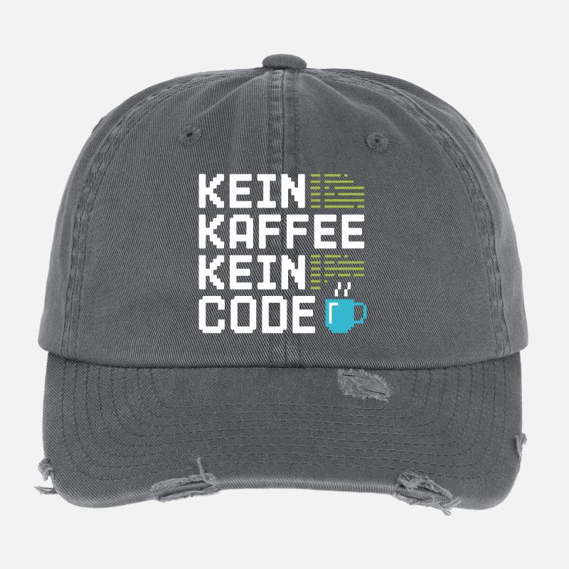 Kein Kaffee Kein Code Programmierer Informatiker Flexfit Vintage Destroyed Cap