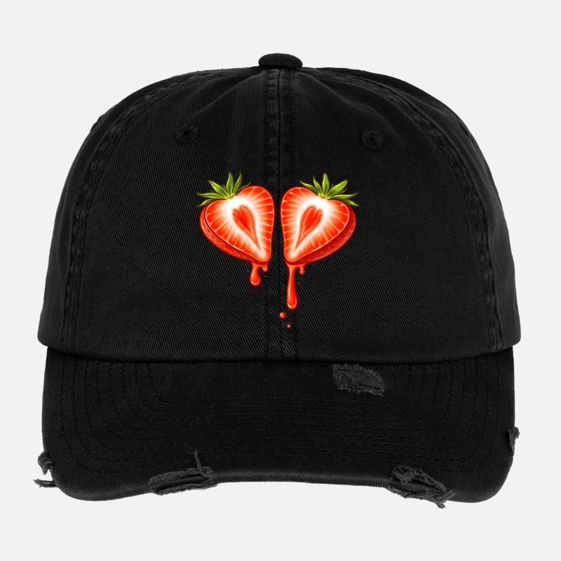 Fraise divisée en forme de cœur Casquette vintage effet usé Flexfit