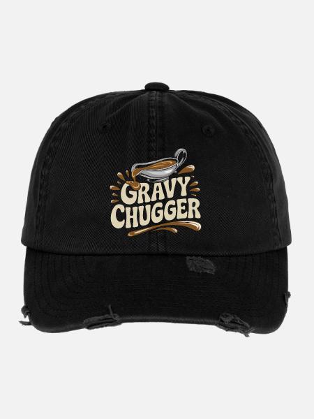Gravy Chugger Funny Food Humor Design - Flexfit Vintage Destroyed Cap - black - Front