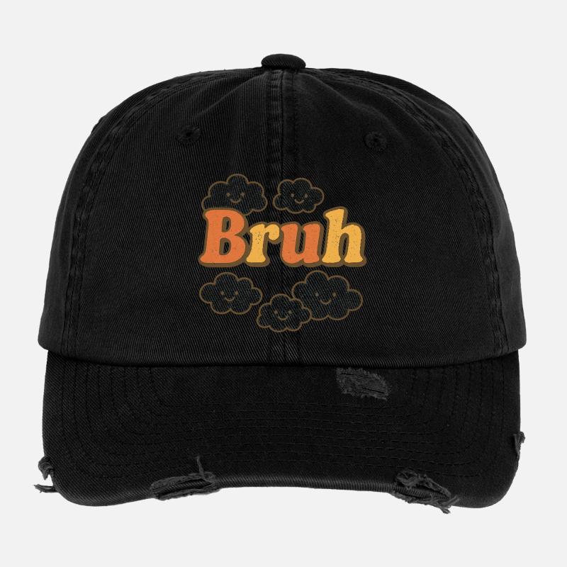 Bruh Clouds Typographie des paillettes Casquette vintage effet usé Flexfit