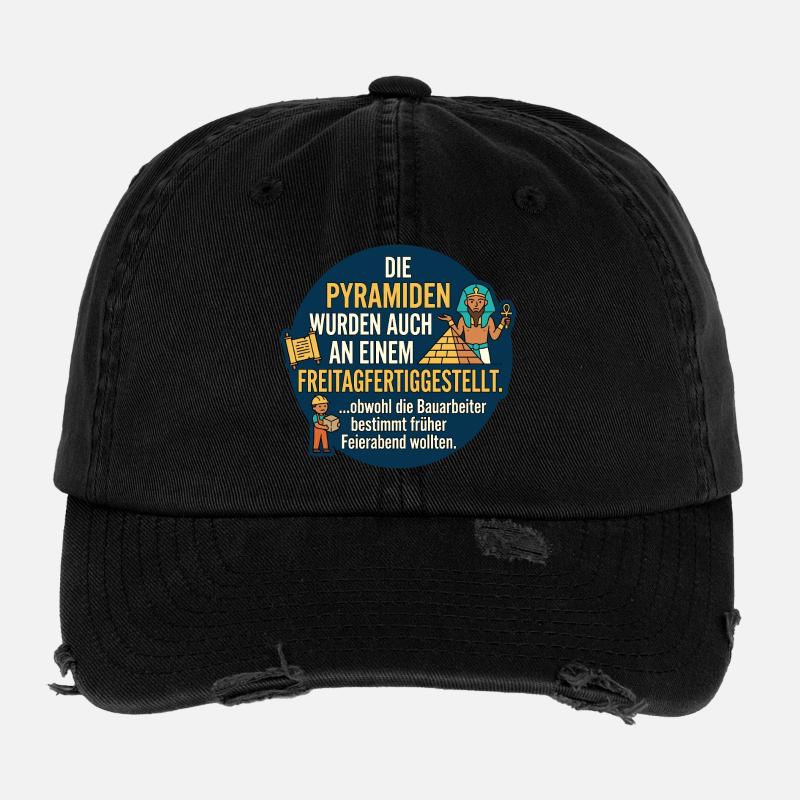 Pyramiden Freitag Feierabend Spruch Flexfit Vintage Destroyed Cap