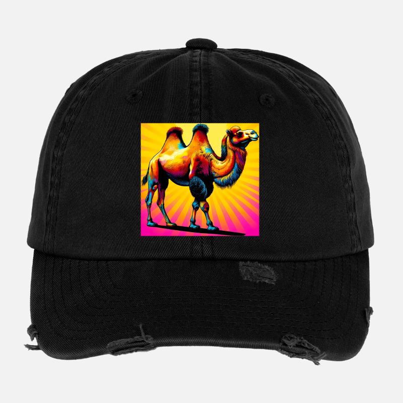 camel Flexfit Vintage Destroyed Cap