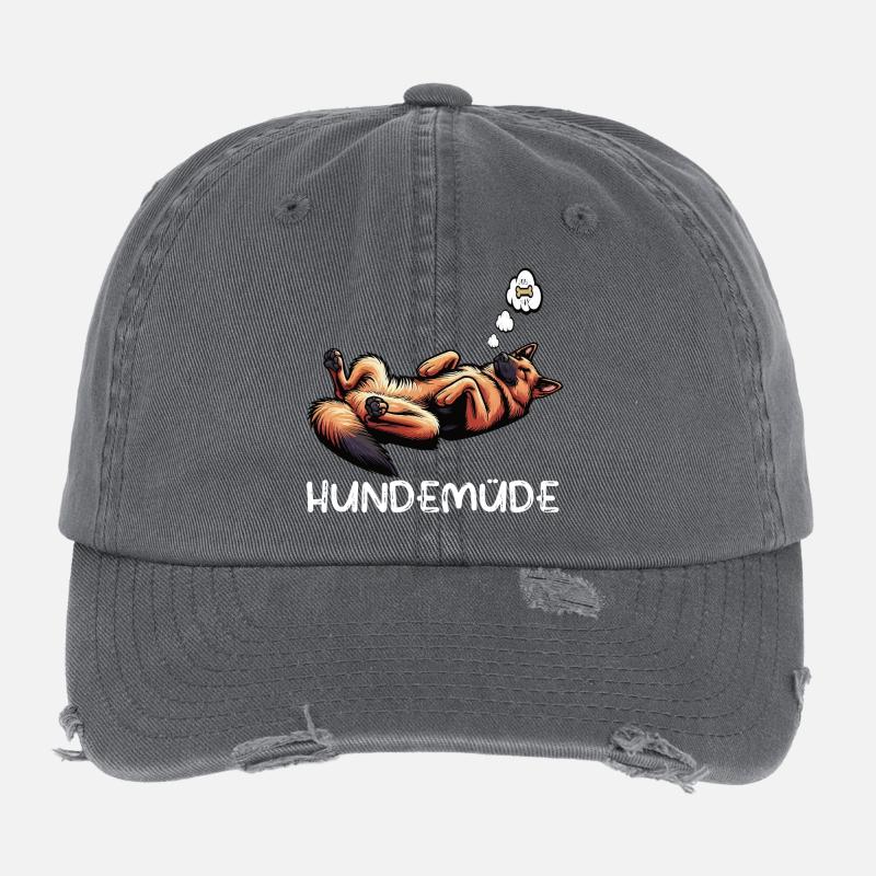 Hundemüde Deutscher Schäferhund Schäferhundhalter Flexfit Vintage Destroyed Cap