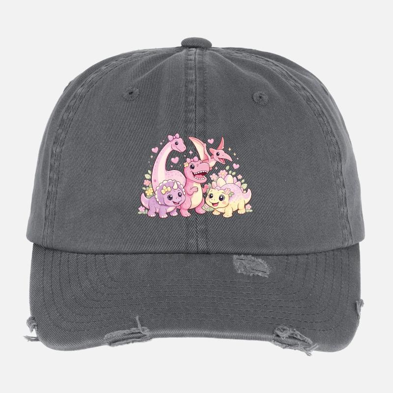 Süßes Mädchen Dino-Truppe Flexfit Vintage Destroyed Cap