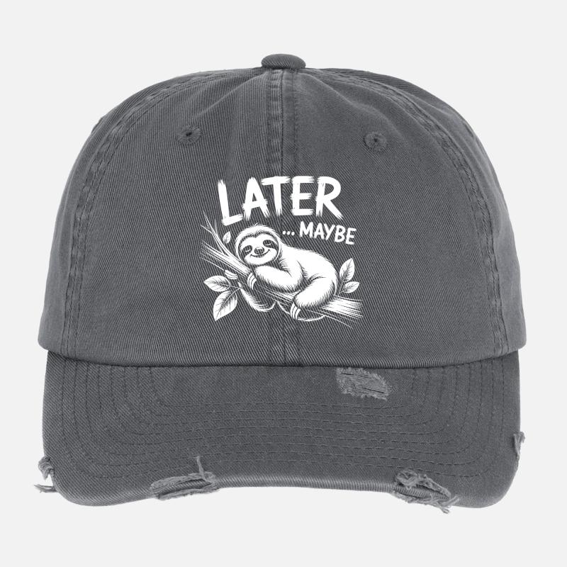 Faultier Spruch Vielleicht später Flexfit Vintage Destroyed Cap