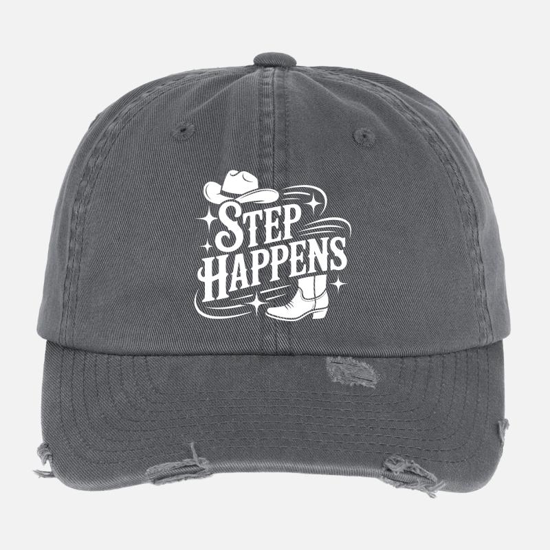 Step Happens Western Line Dance Flexfit Vintage Destroyed Cap