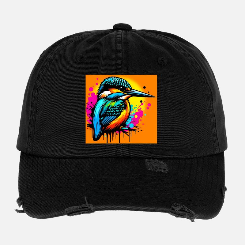 martin-pêcheur - Casquette vintage effet usé Flexfit - noir