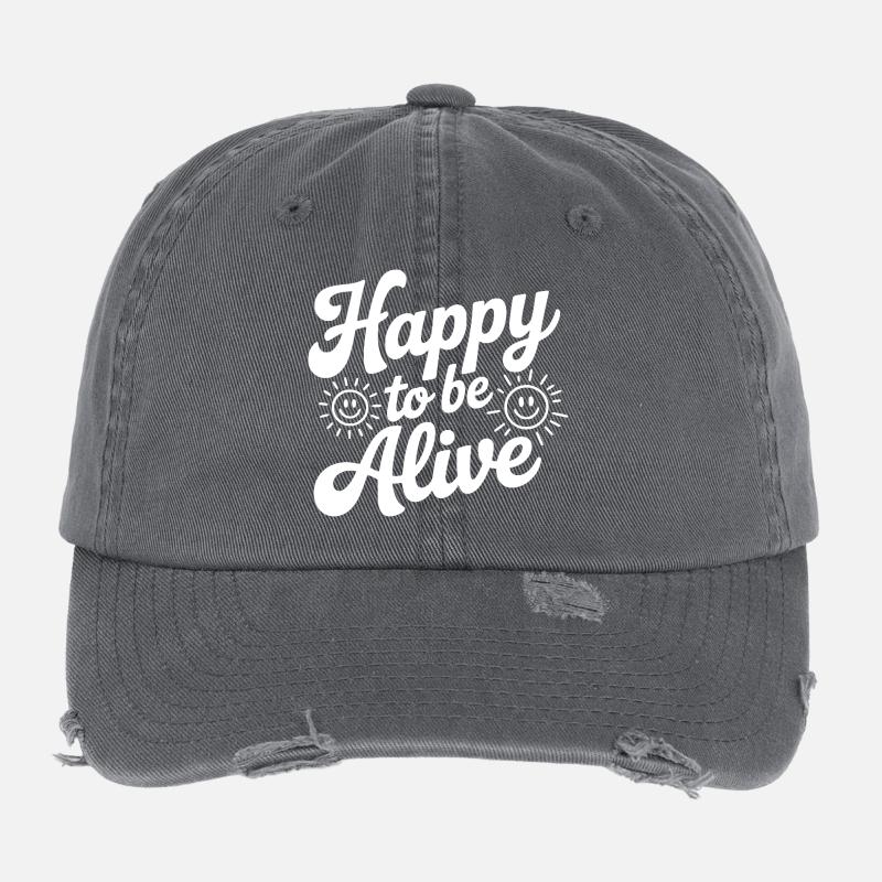 Glücklich, am Leben zu sein Flexfit Vintage Destroyed Cap