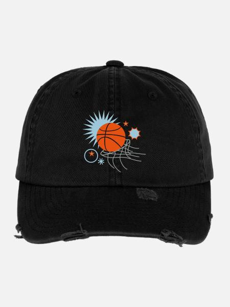 basketball - Flexfit Vintage Destroyed Cap - Schwarz - Vorne