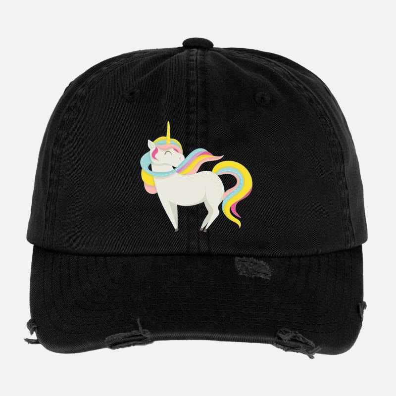 Verzaubertes pastellfarbenes Einhorn Flexfit Vintage Destroyed Cap